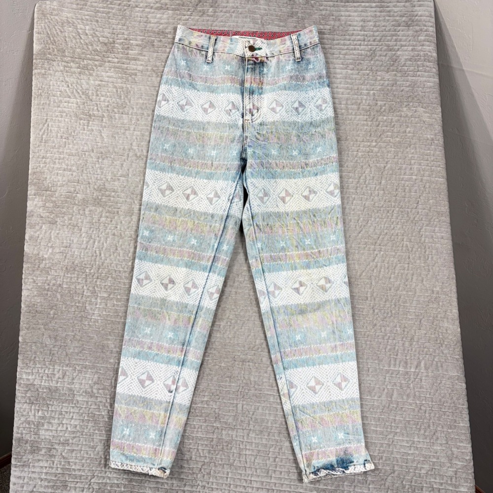 Vintage Bongo Gene Montesano Geometric Southwestern High Waist Jeans Size 9 USA